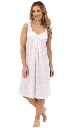 Marlon Knitted Jersey Linear Floral Sleevless Nightdress